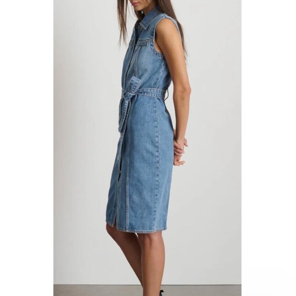 Alex Mill Medium NWOT Adeline‎ Dress Denim Tie Belt Western Country Modest - Picture 6 of 9